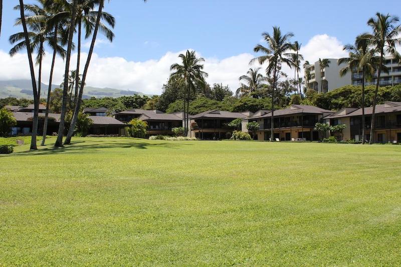 Spacious open lawns at Wailea Elua Village