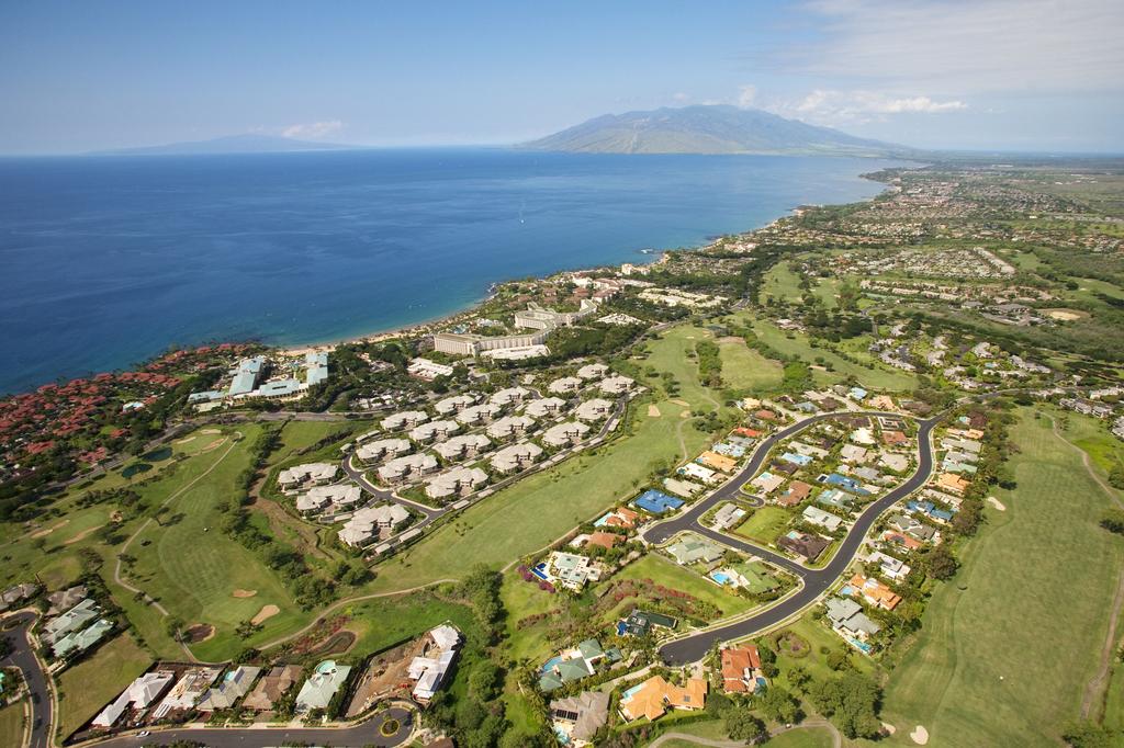 Aerial showing Golf Estates bordered by the fairways of the Wailea Blue Golf Course